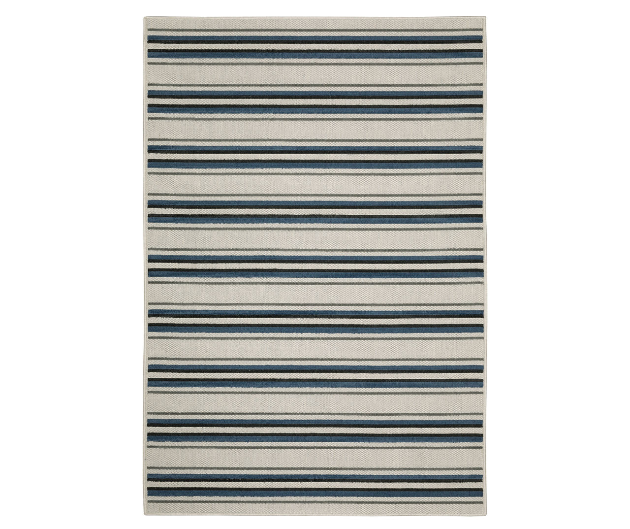 Torie Beige & Blue Stripe Outdoor Area Rug, (5.3' x 7.3')
