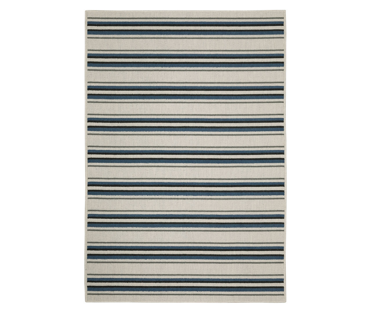 Torie Beige & Blue Stripe Outdoor Area Rug, (3.3' x 5')