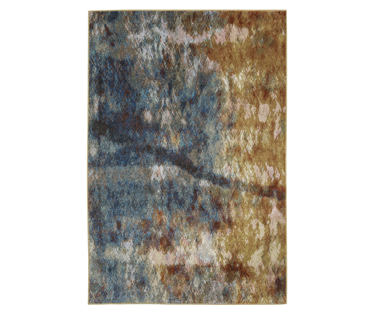 Velimeere Blue & Gold Abstract Area Rug, (5.3' x 7.3')