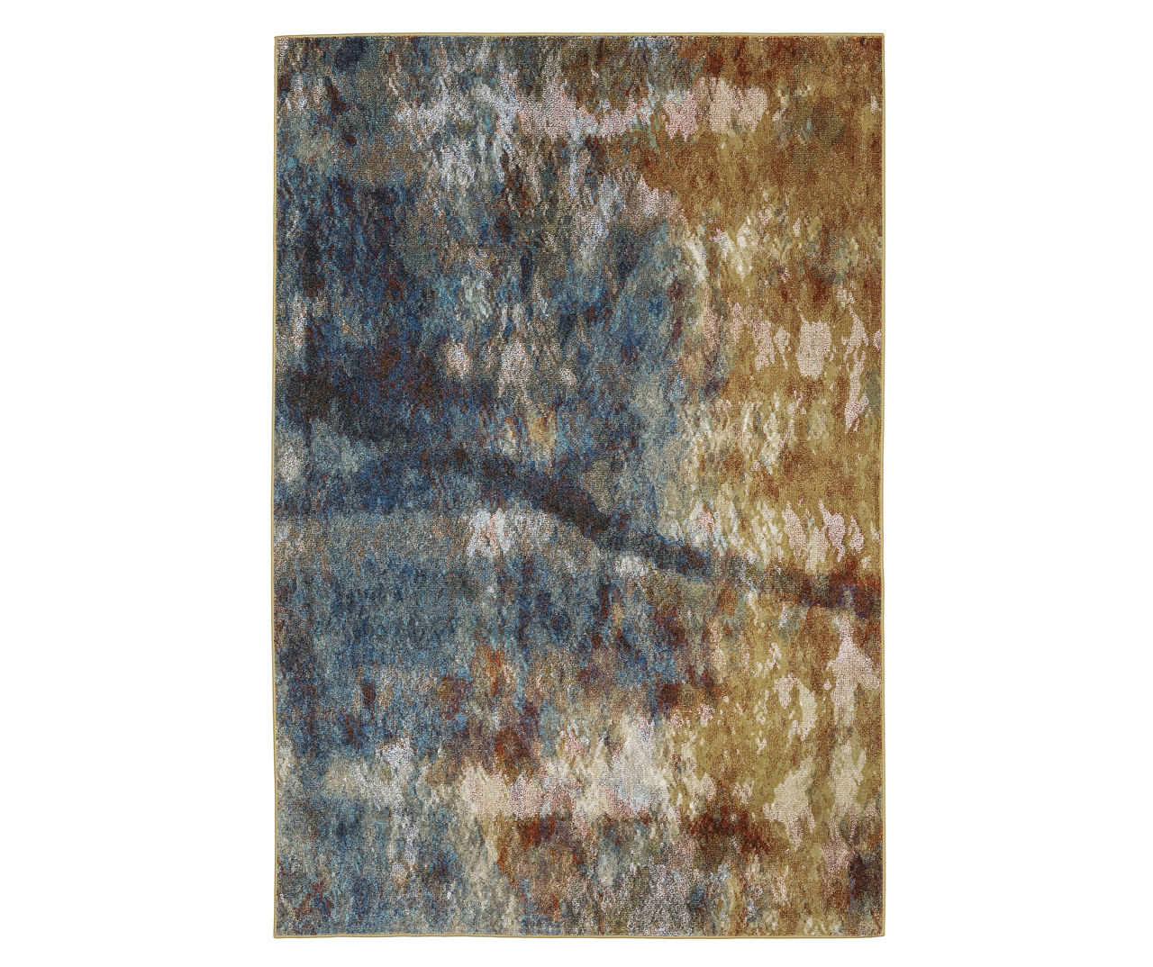 Velimeere Blue & Gold Abstract Area Rug, (2.3' x 7.6')
