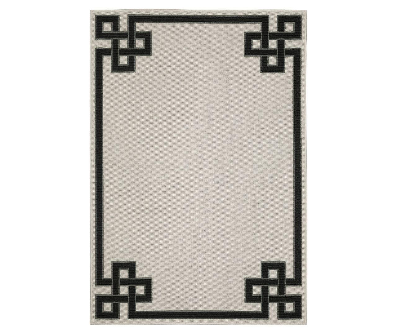 Torbet Beige & Black Loop Border Outdoor Area Rug, (3.3' x 5')