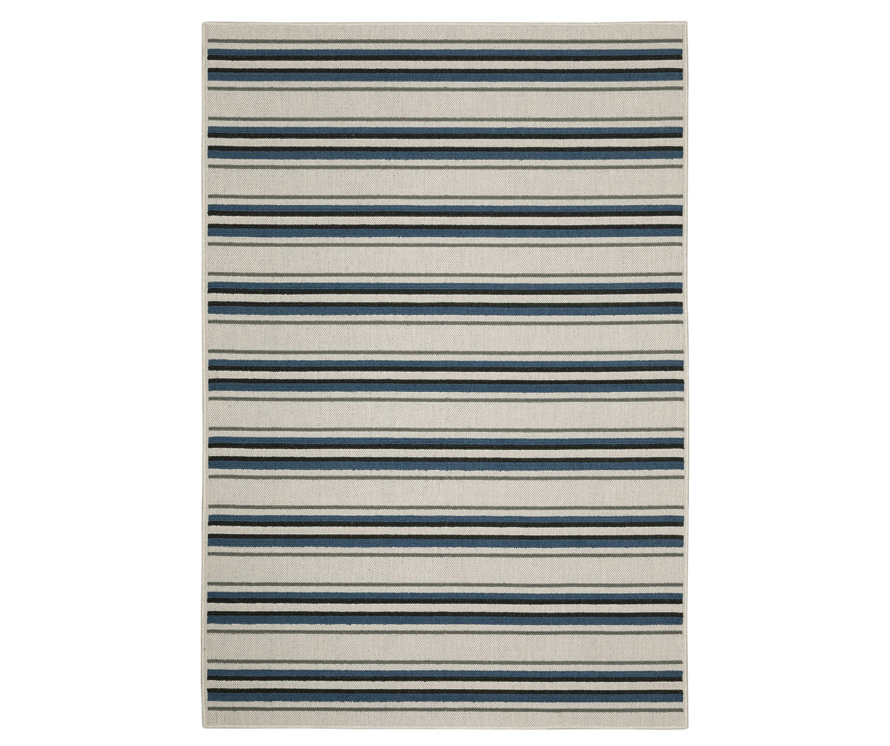 Torie Beige & Blue Stripe Outdoor Area Rug, (1.1' x 7.3')