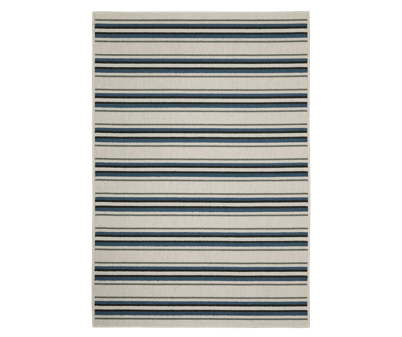 Torie Beige & Blue Stripe Outdoor Area Rug, (1.1' x 3.9')