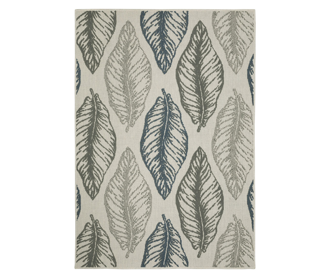 Torian Beige, Green & Blue Leaves Outdoor Area Rug, (1.1' x 7.3')