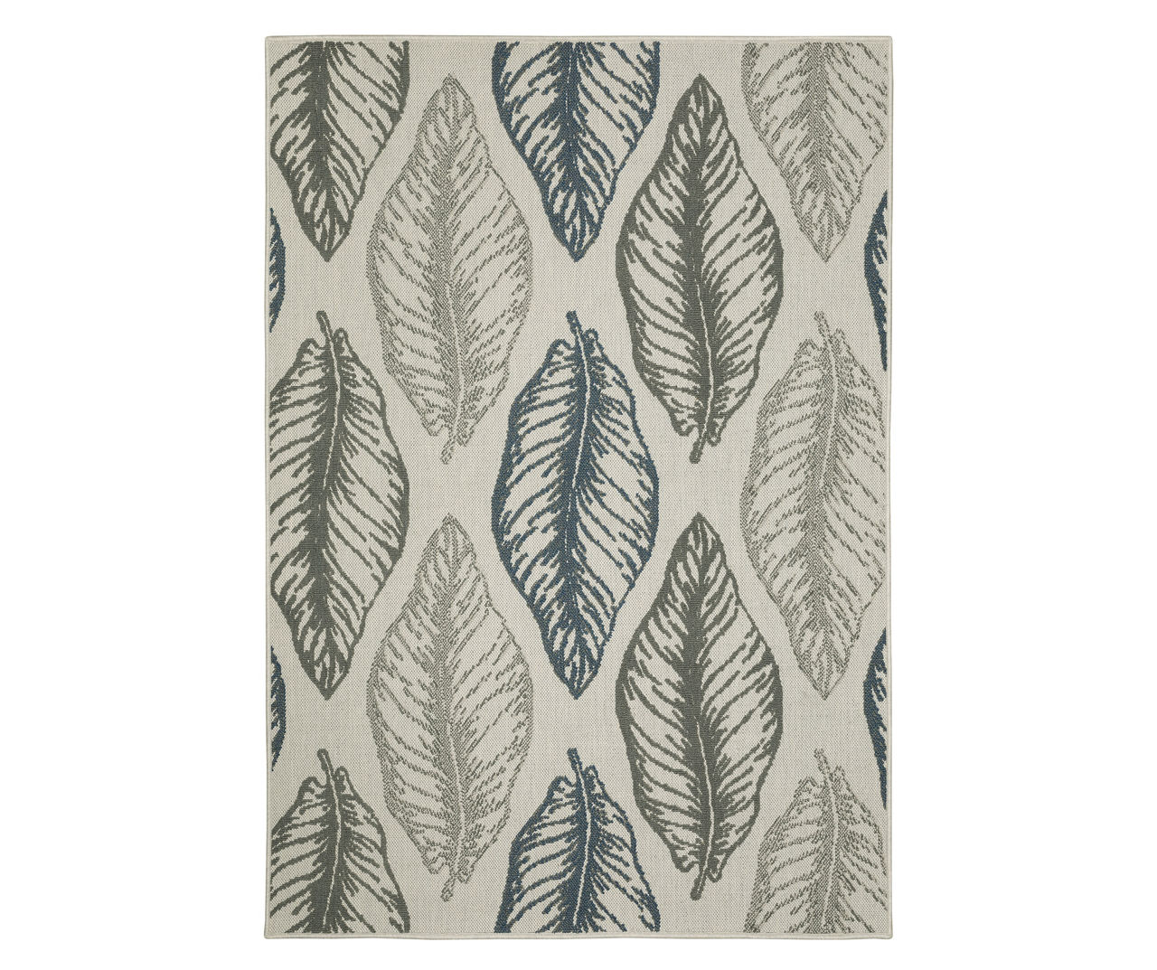 Torian Beige, Green & Blue Leaves Outdoor Area Rug, (1.1' x 3.9')