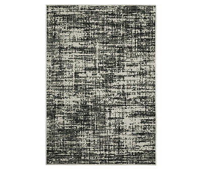 Torell Black & Gray Abstract Crosshatch Outdoor Area Rug, (1.1' x 7.3')