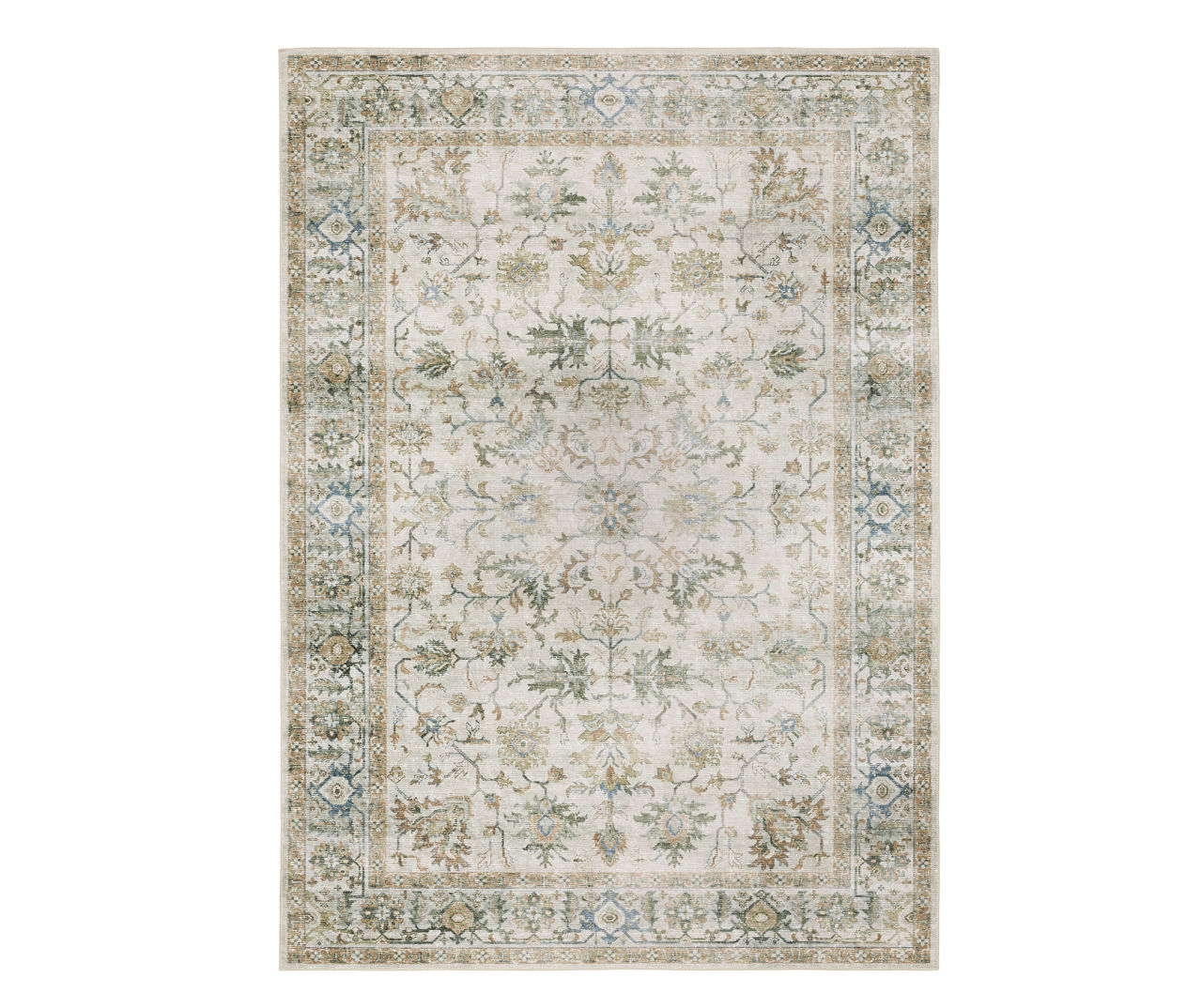 Chalkley Ivory & Green Floral Area Rug, (7.6' x 10')