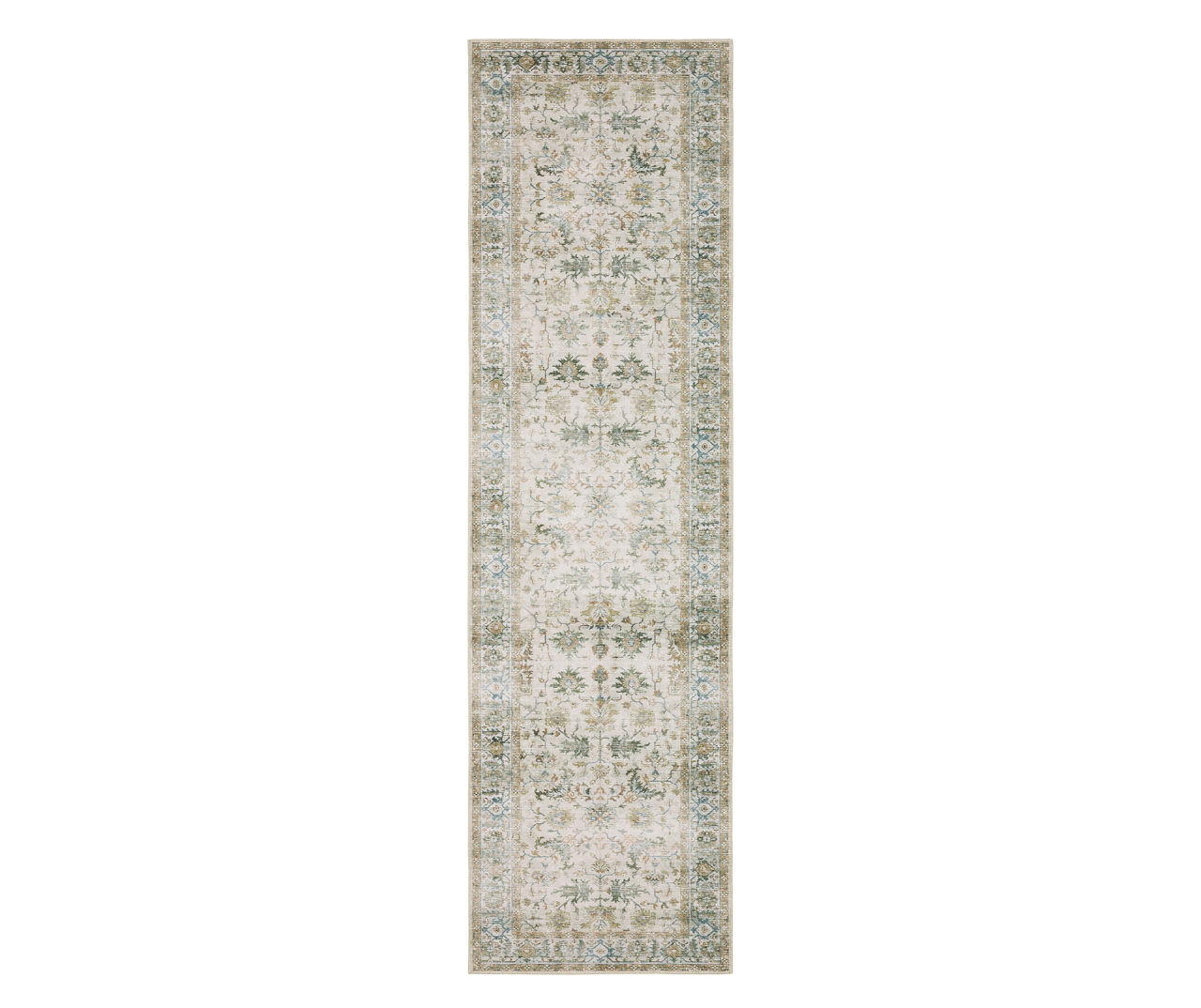 Chalkley Ivory & Green Floral Area Rug, (2' x 8')