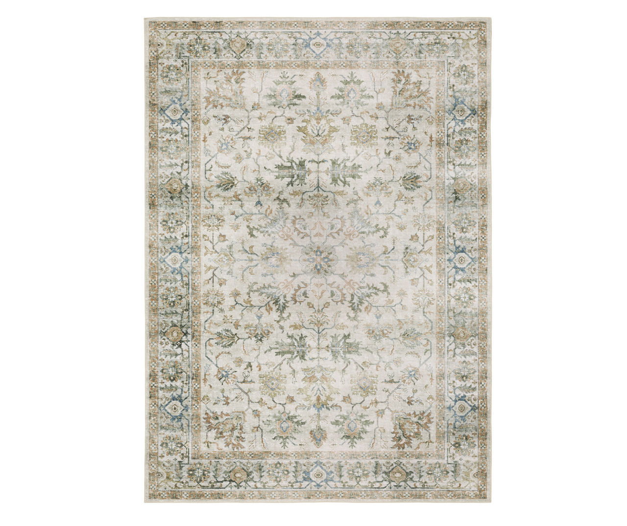 Chalkley Ivory & Green Floral Area Rug, (2' x 3')