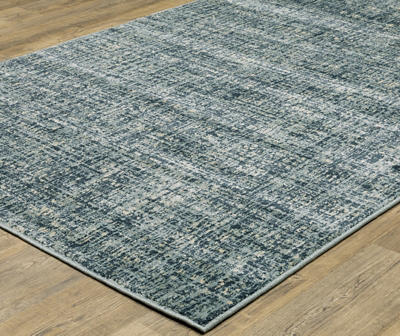 Breckworth Blue Abstract Crosshatch Area Rug, (1.1' x 7.3')
