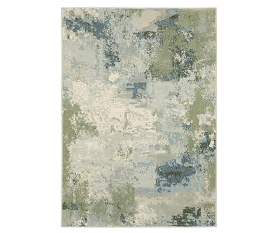 Lawton Blue & Green Abstract Area Rug, (6.7' x 9.2')
