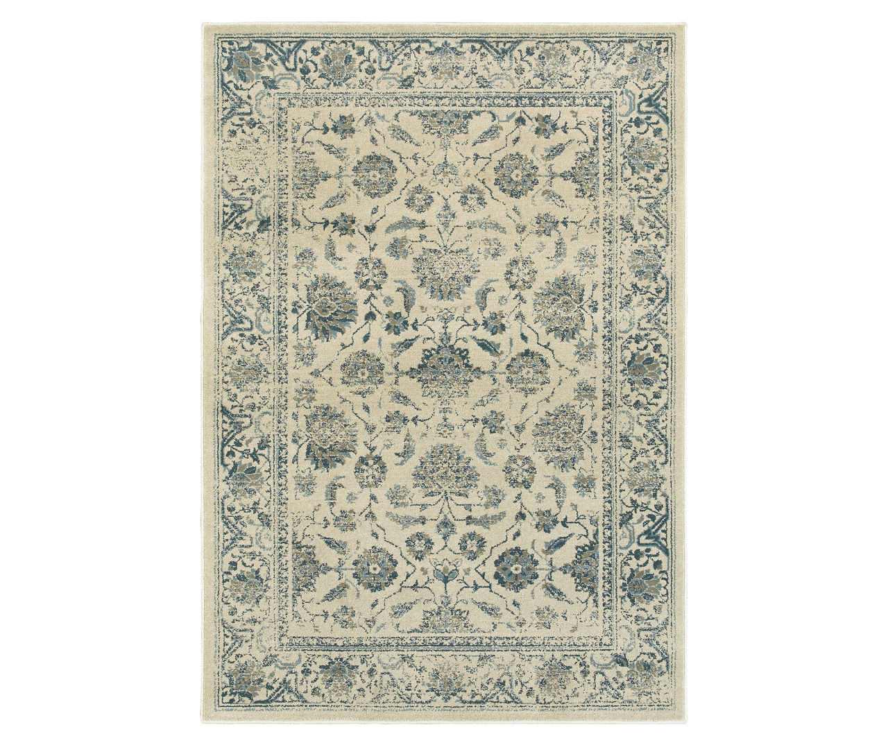 Linzy Ivory & Blue Floral Area Rug Big Lots