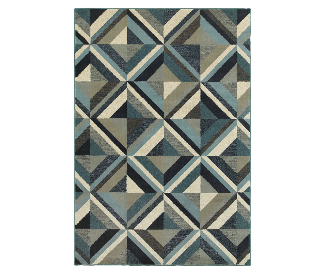 Linwood Blue & Gray Geometric Tile Area Rug, (7.1' x 10.1')