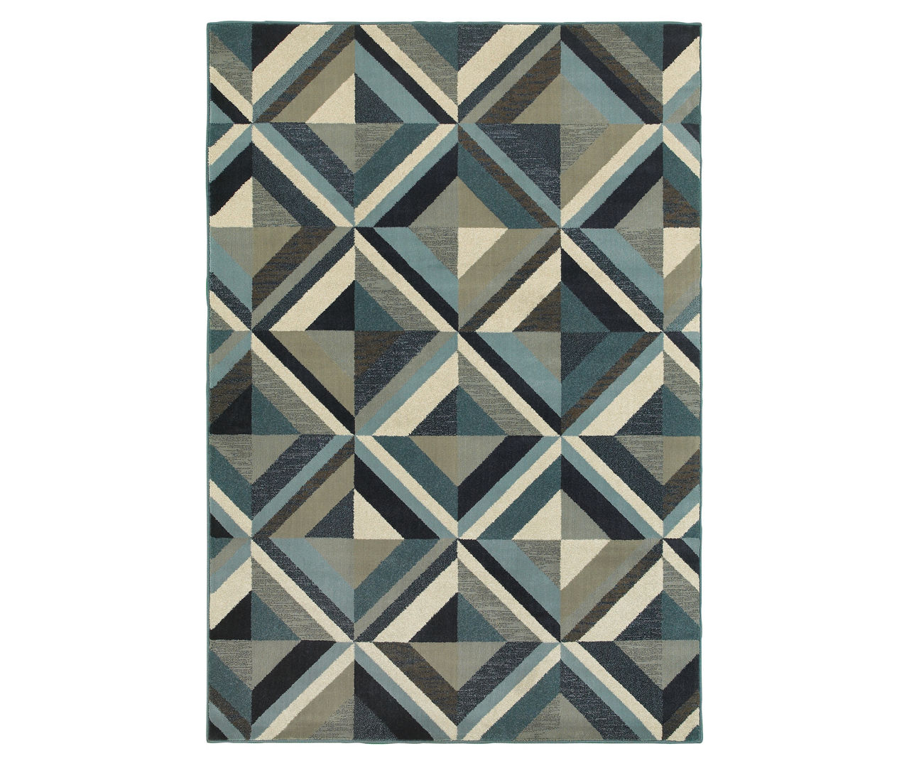 Linwood Blue & Gray Geometric Tile Area Rug, (6.7' x 9.6')