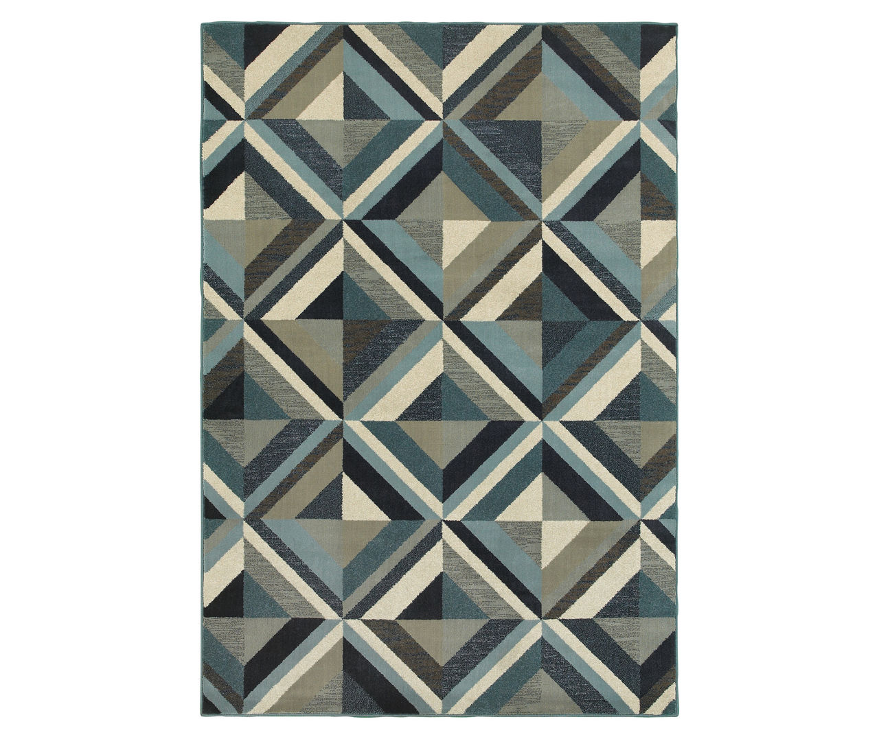 Linwood Blue & Gray Geometric Tile Area Rug, (5.3' x 7.6')