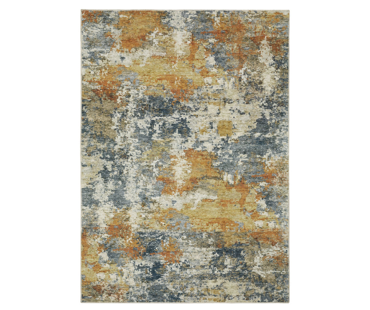 Malay Blue & Gold Abstract Area Rug, (7.6' x 10')