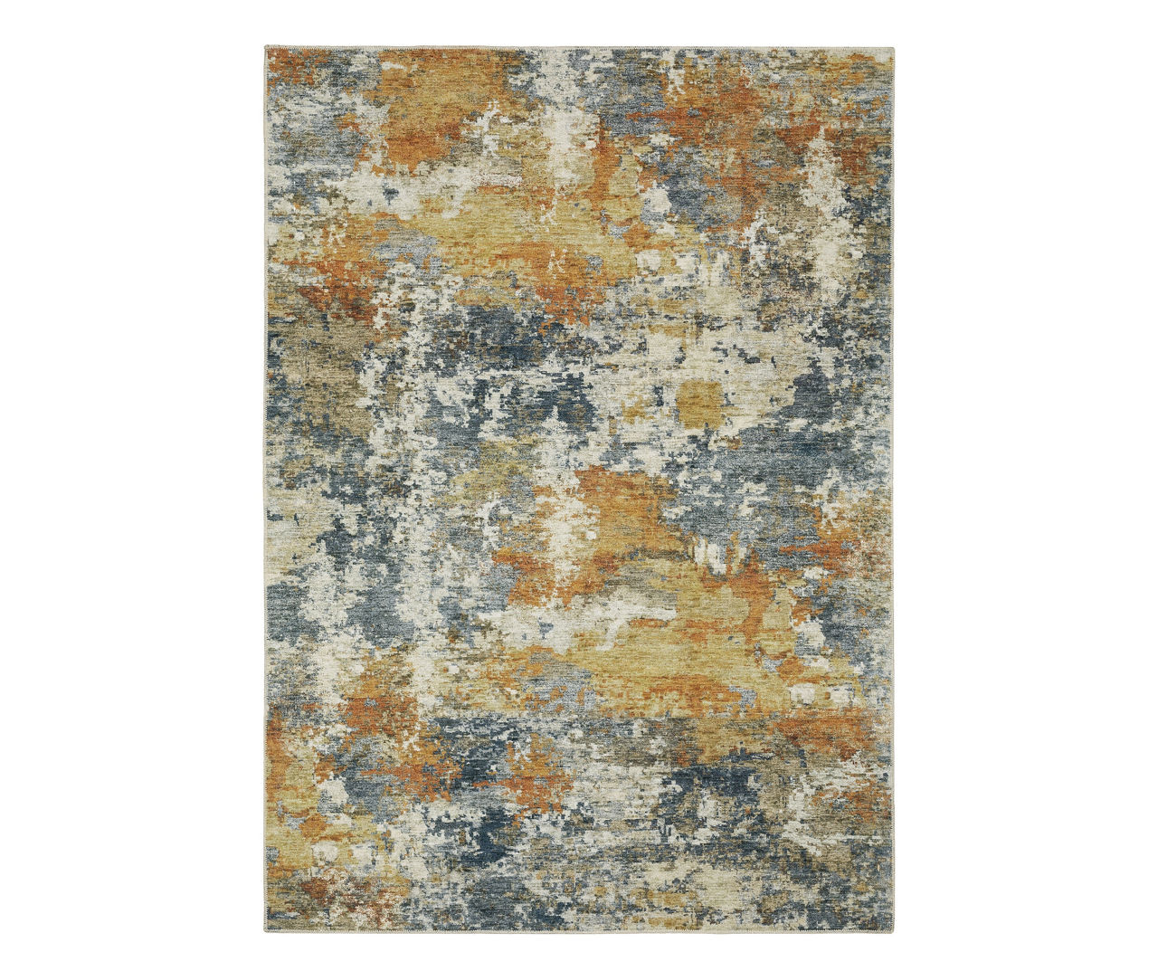 Malay Blue & Gold Abstract Area Rug, (2' x 3')