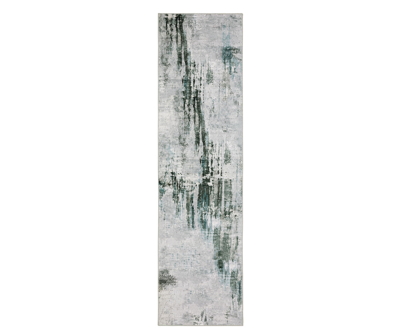 Malak Gray & Blue Abstract Runner Rug, (2' x 8') | Big Lots