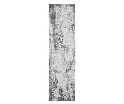 Malae Ivory & Gray Abstract Area Rug, (2' x 8')