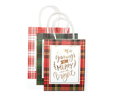 Plaid Medium Vertical Specialty Gift Bags, 3-Pack