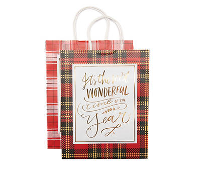 Plaid Large Vertical Specialty Gift Bags, 2-Pack