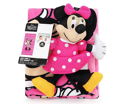 Pink Minnie Mouse Bath Towel & Bath Buddy Set