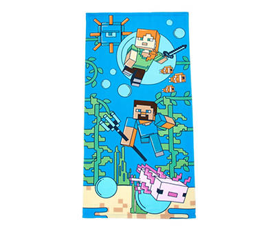 Minecraft Blue Axolotl Bath Towel & Bath Buddy Set