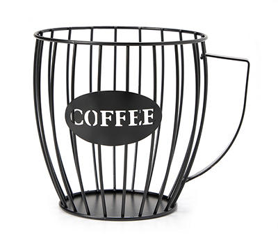 "Coffee" Black Cup-Shaped Wire Storage Basket