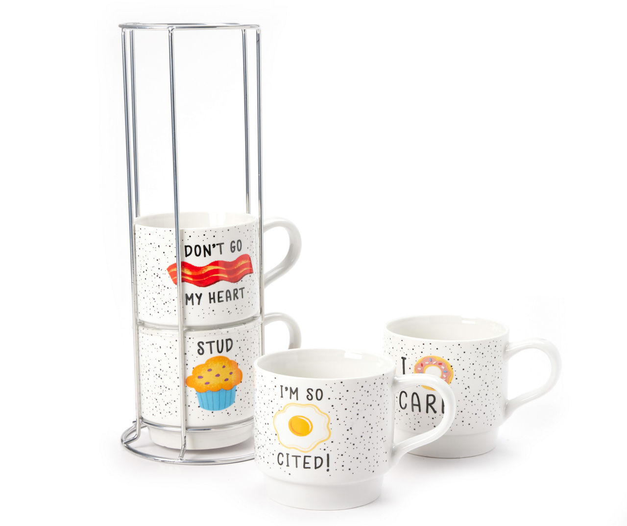 Over and Back 5-Piece Color-Glazed Stackable Mug Set with Rack