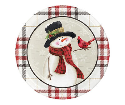 Top Hat Snowman & Bird Paper Dessert Plates, 32-Count