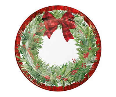 Holiday Wreath Paper Dessert Plates, 30-Count