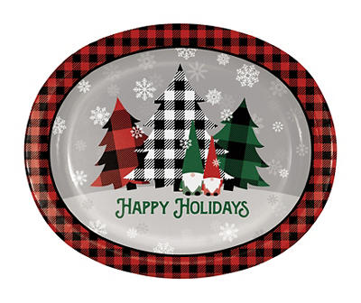 Plaid Trees Paper Oval Platter Plates, 8-Count