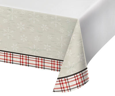 Top Hat Snowman & Bird Paper Table Cover, (54" x 88")