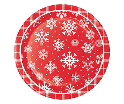 Red Snowflakes Paper Dinner Plates, 20-Count