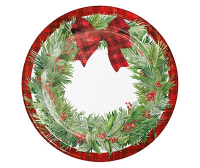 Holiday Wreath Paper Dinner Plates, 20-Count