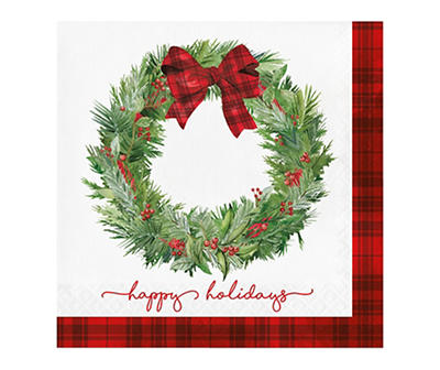 Holiday Wreath Paper Lunch Napkins, 30-Count