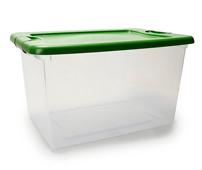 Clear 64-Quart Latch Tote with Grass Blade Lid