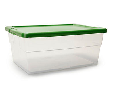 16-Quart Clear Storage Box with Grass Blade Lid