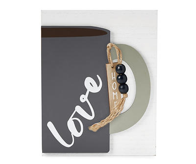 "Love" White & Gray Coffee Cup Wall Plaque