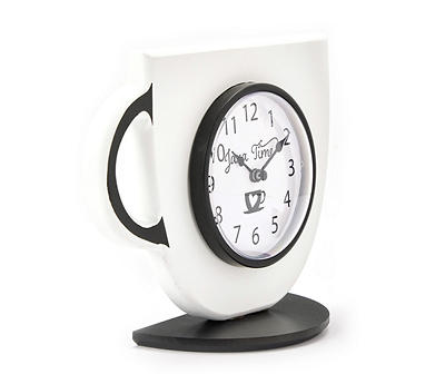 "Java Time" White & Black Coffee Cup Tabletop Clock