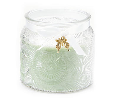 Spring Blossom Green Medallion Textured Glass Jar Candle, 16 oz.