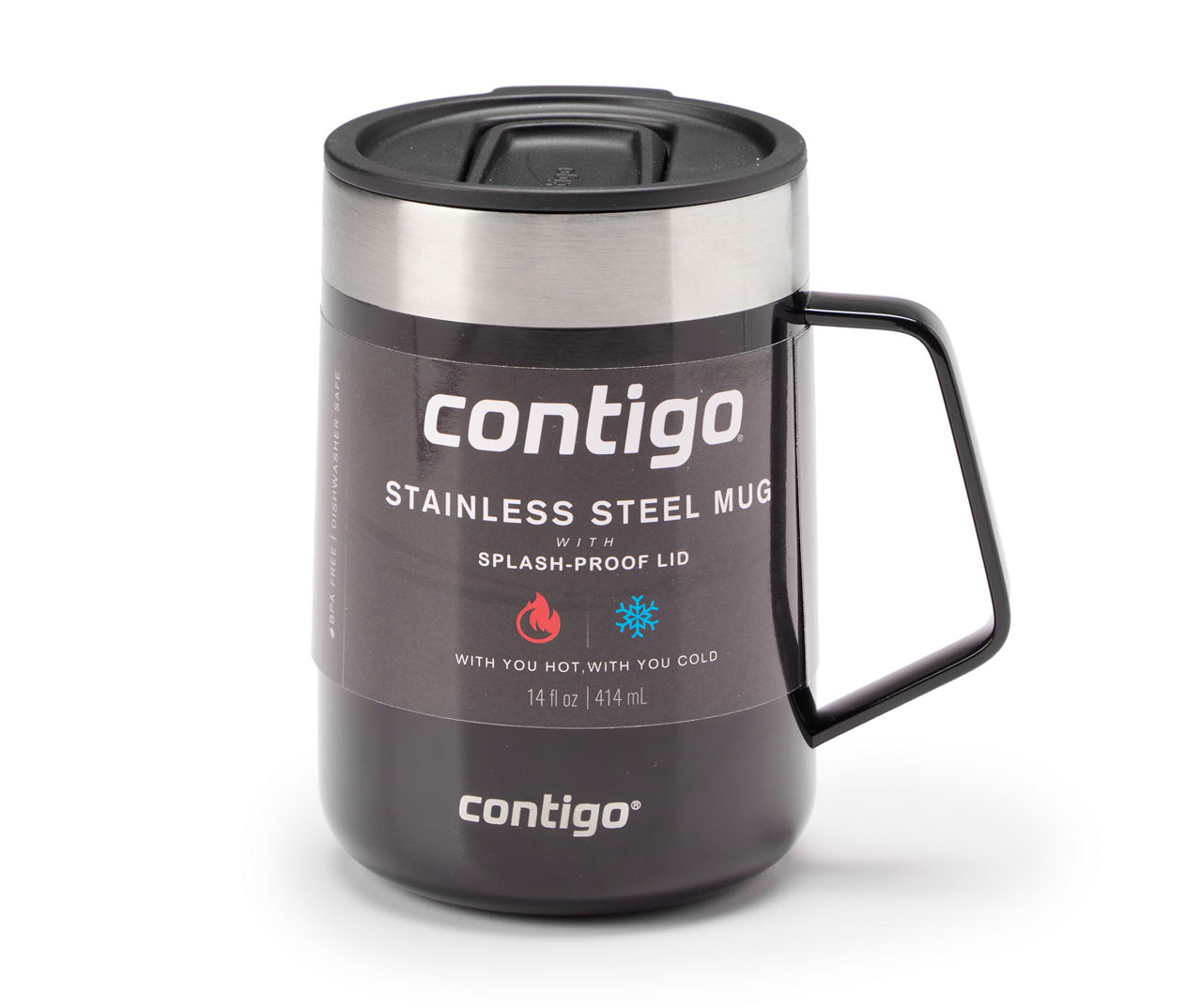 Streeterville Stainless Steel Mug with Handle, 14oz