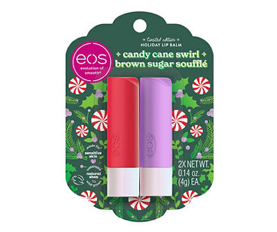 Limited Edition Candy Cane Swirl & Brown Sugar  Souffle Lip Balm Sticks, 2-Pack
