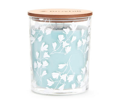 Waterfall Sunrise Blue Floral Decal Jar Candle, 16 oz.