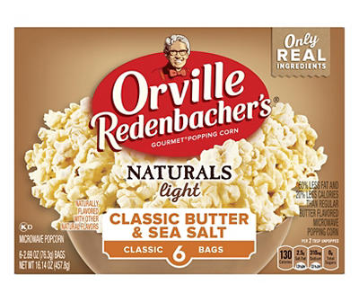 Naturals Light Classic Butter & Sea Salt Microwave Popcorn, 6-Pack