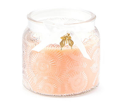 Peach & Apricot Coral Medallion Textured Glass Jar Candle, 16 oz.