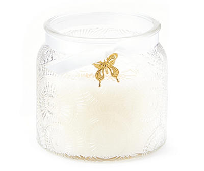 Coconut Cream Pie White Medallion Textured Glass Jar Candle, 16 oz.