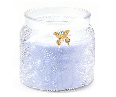 Loopy Fruits Purple Medallion Textured Glass Jar Candle, 16 oz.