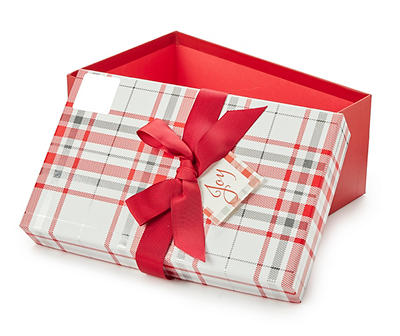 Plaid Gift Box with Bow, (9.5