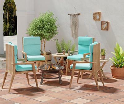 Downey Bashful Teal Reversible Outdoor Chair Cushion